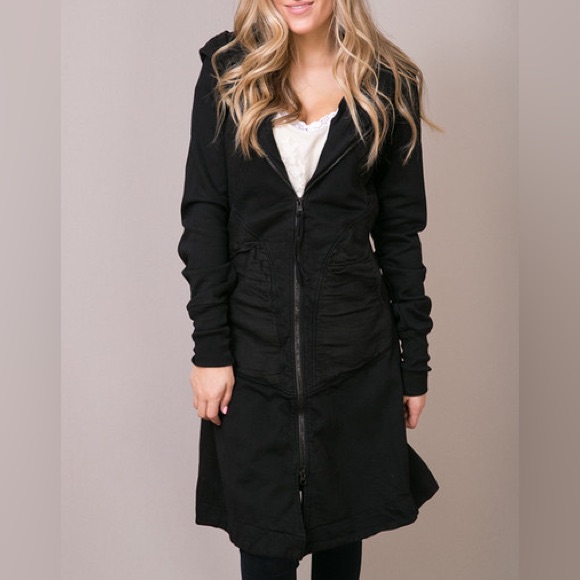 Praire Underground The Long Lefay Hoodie Long Full Zip Dress Sweatshirt